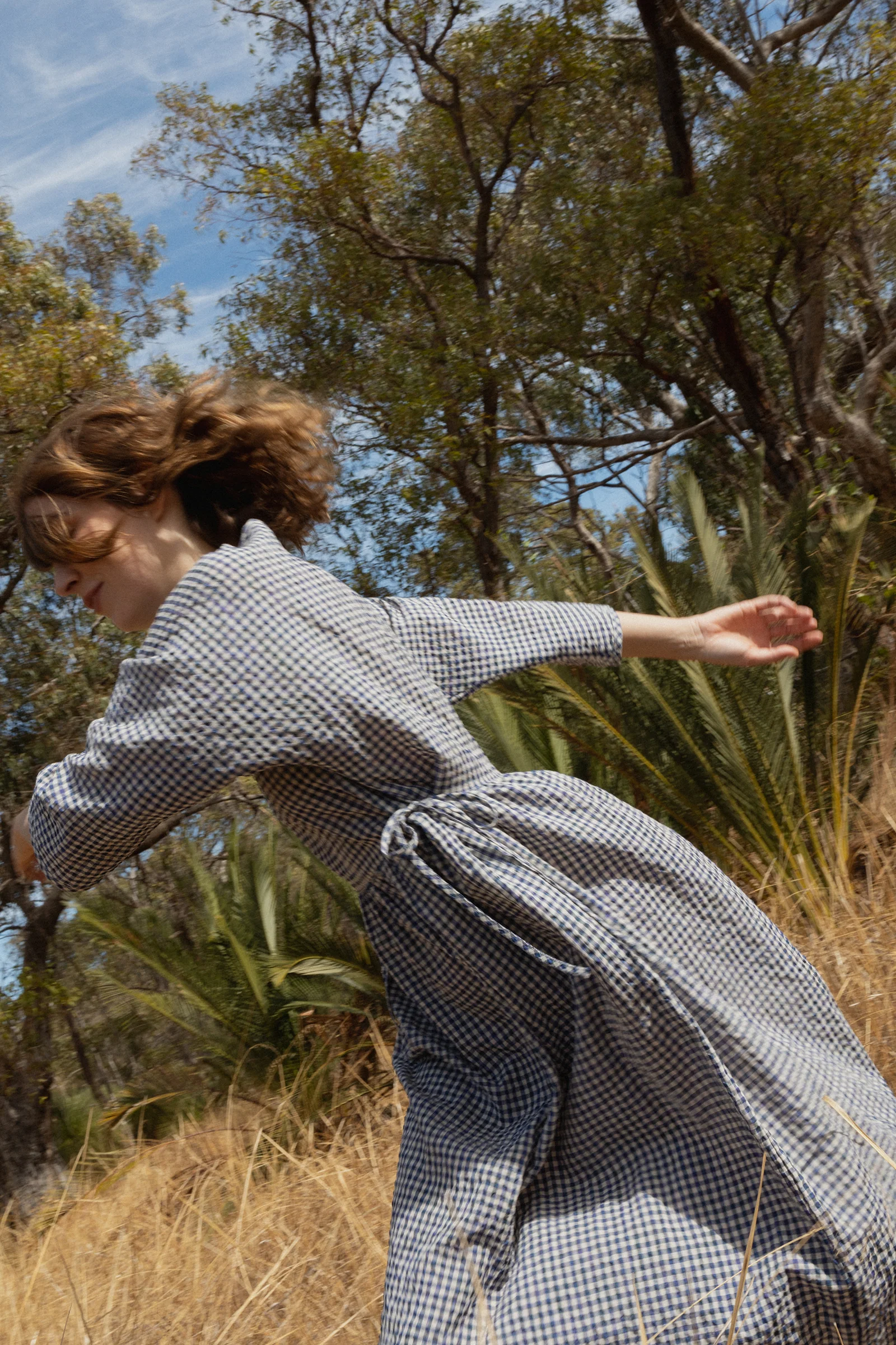 Gather Dress | Royal Blue Gingham