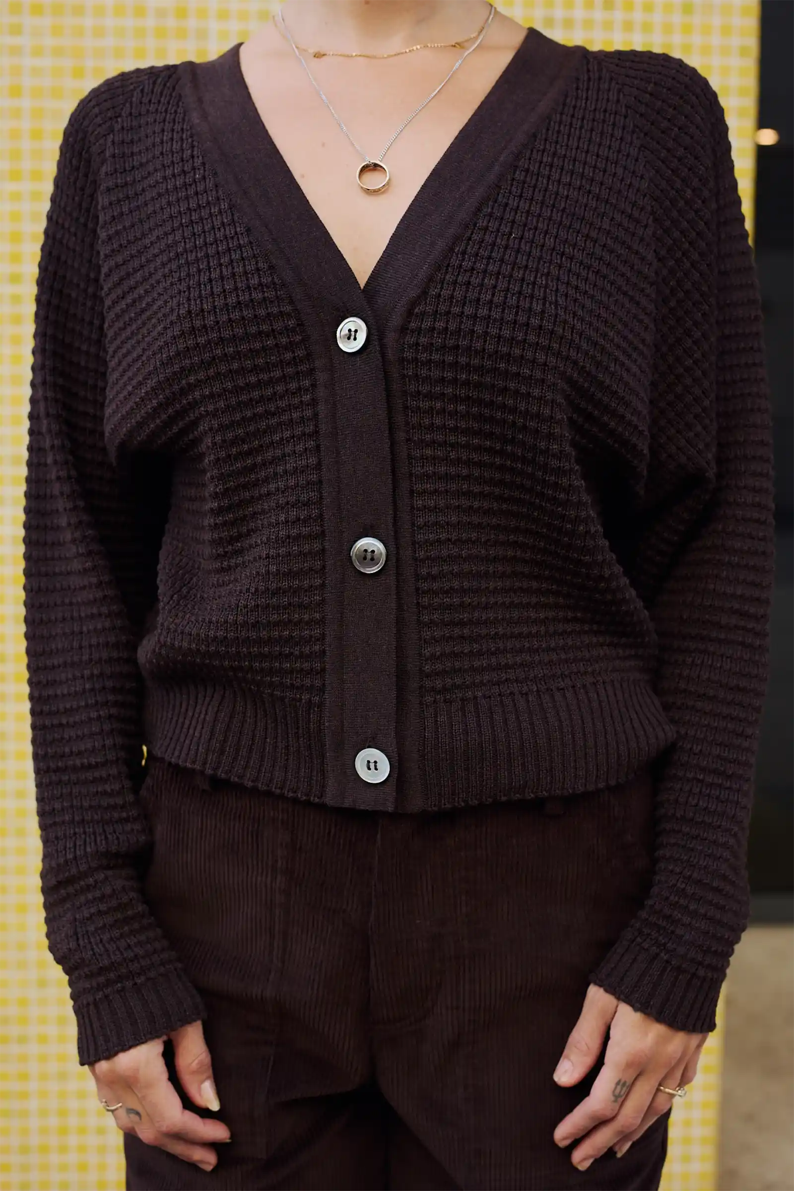 Merino Cardigan Knit | Chocolate