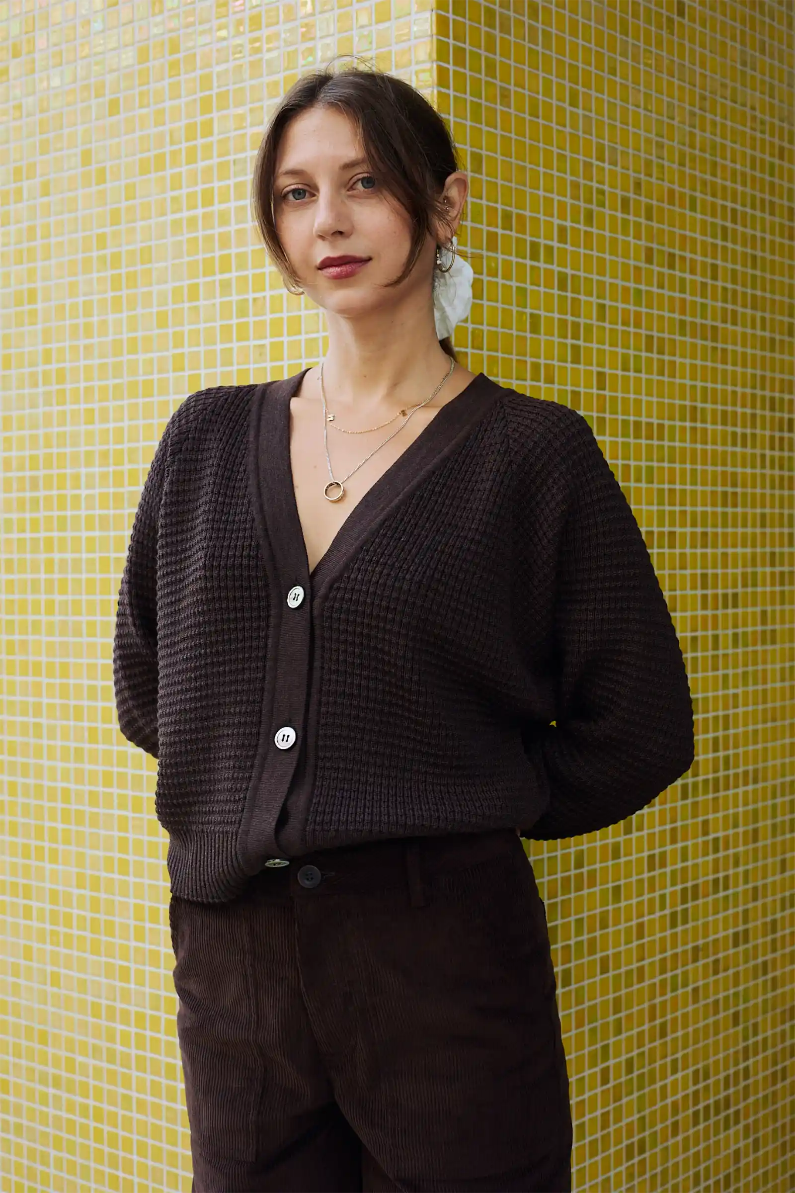 Merino Cardigan Knit | Chocolate