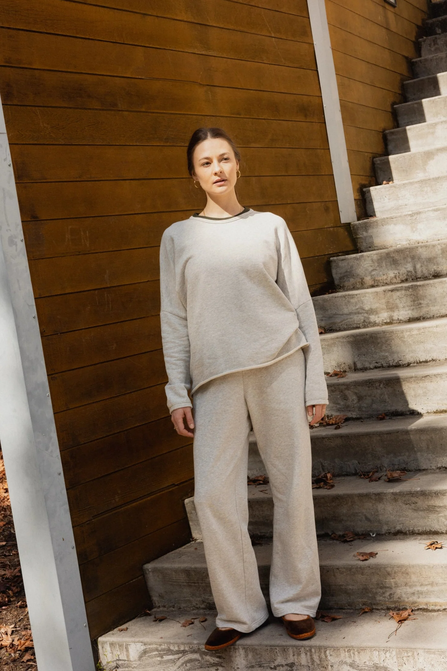 Organic Cotton Fleece Track Pant | Grey Marl