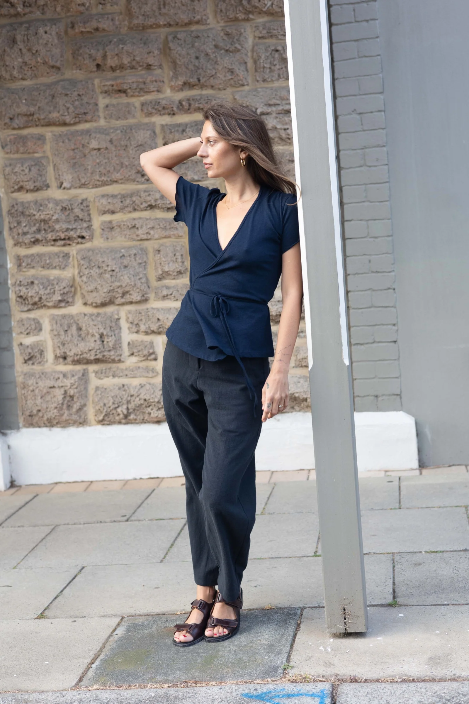 Organic Cotton Wrap Tee | Indigo