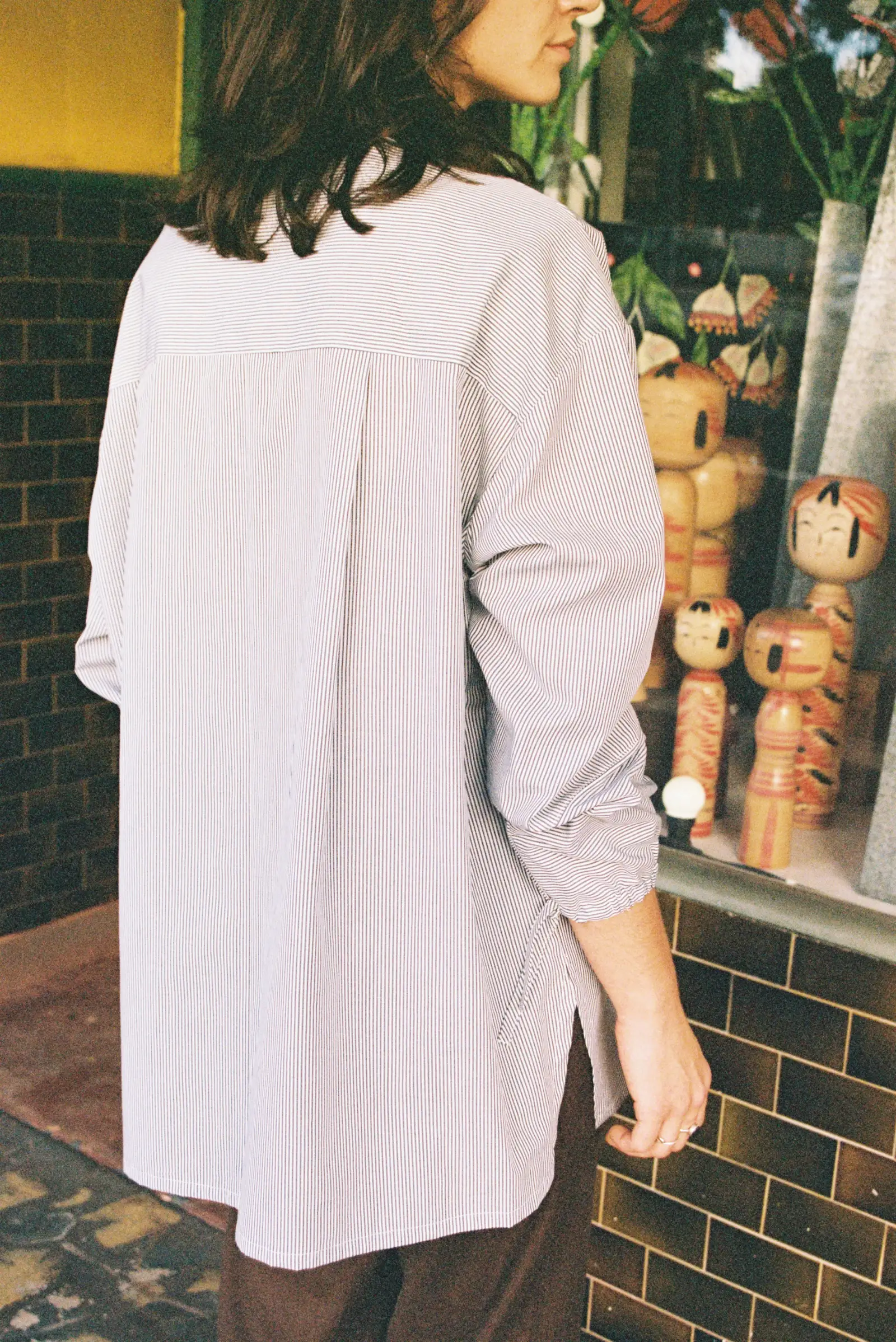 Tie-Sleeve Boyfriend Shirt