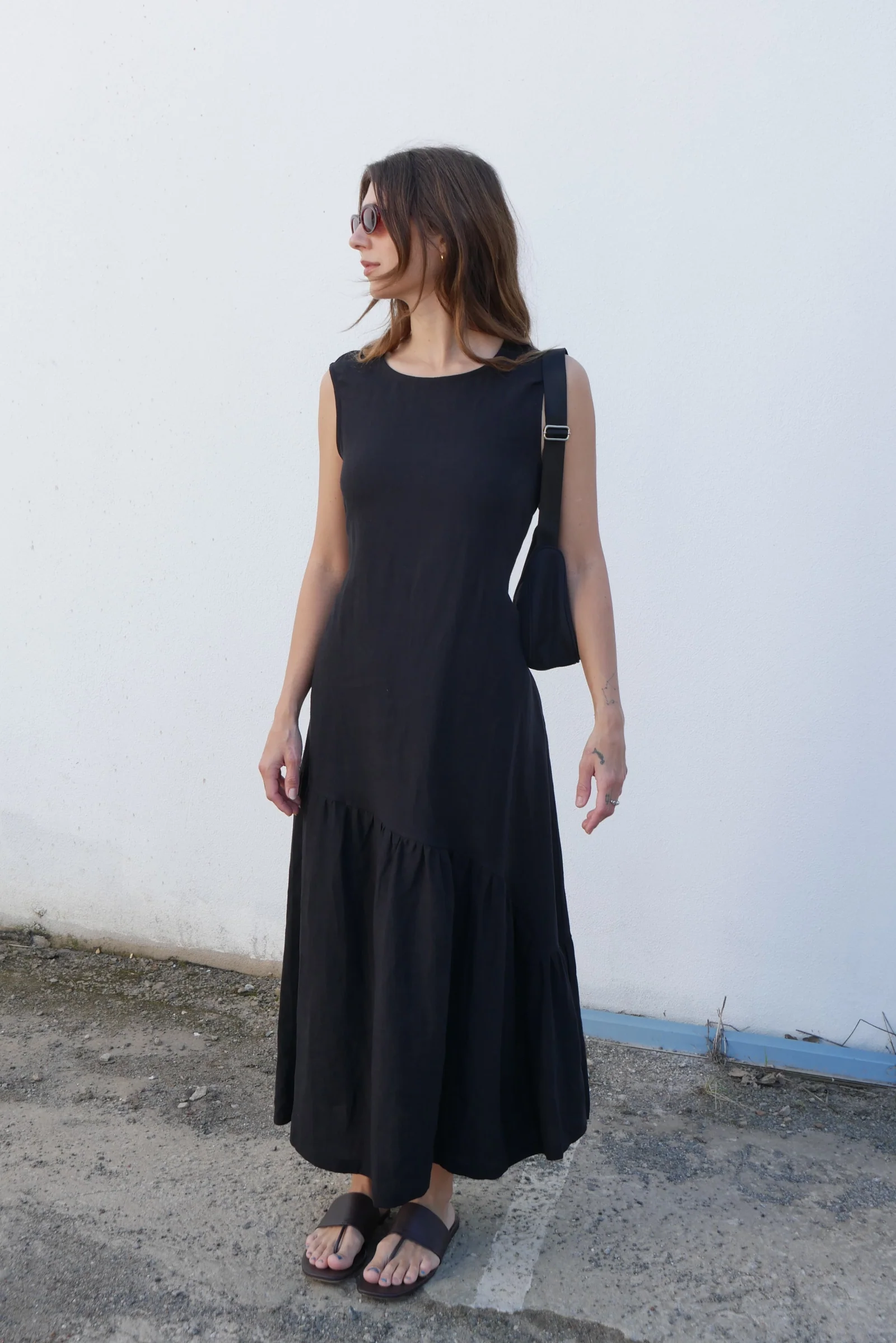 Asymmetric Maxi Dress | Black