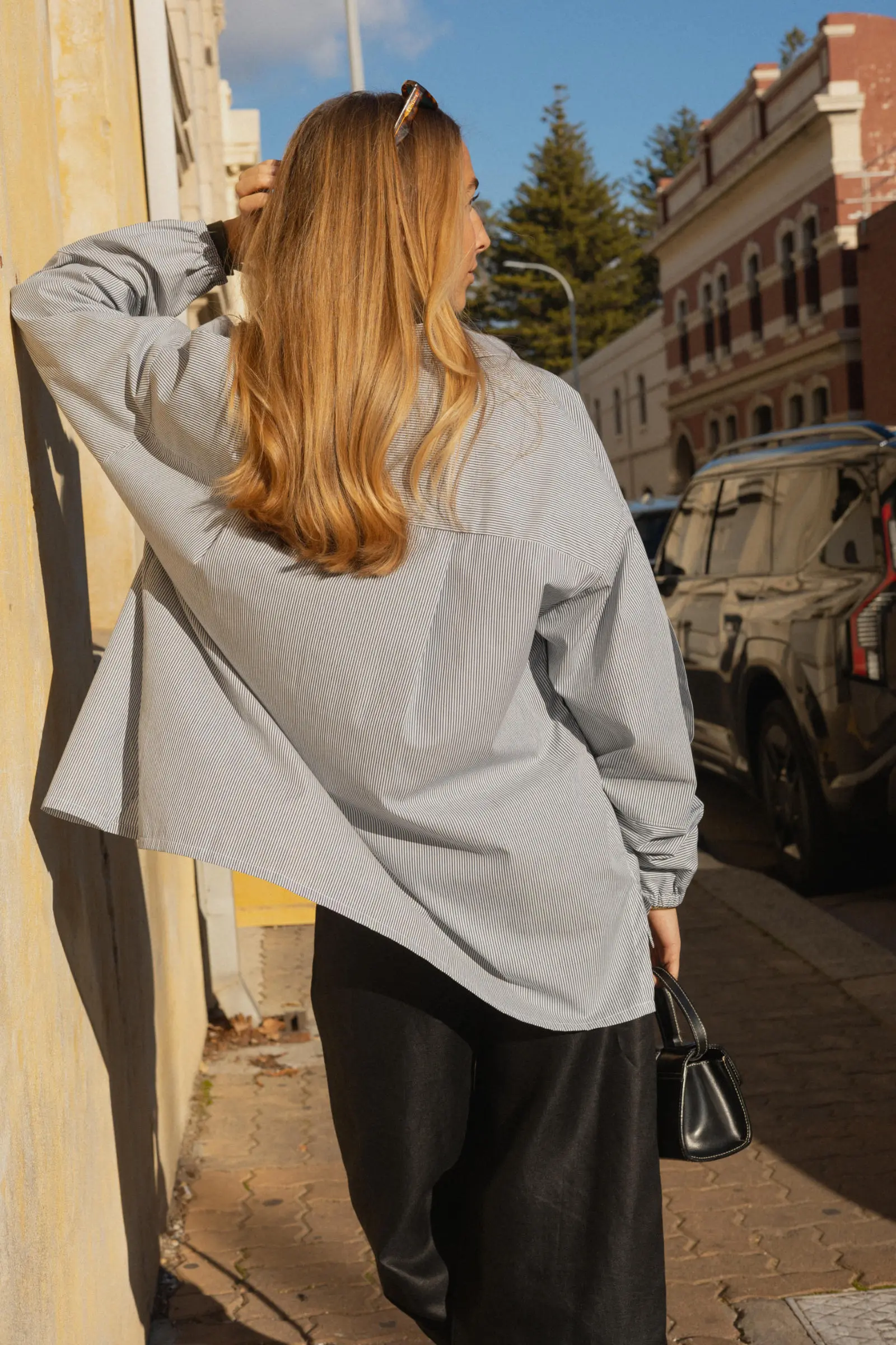 Tie-Sleeve Boyfriend Shirt