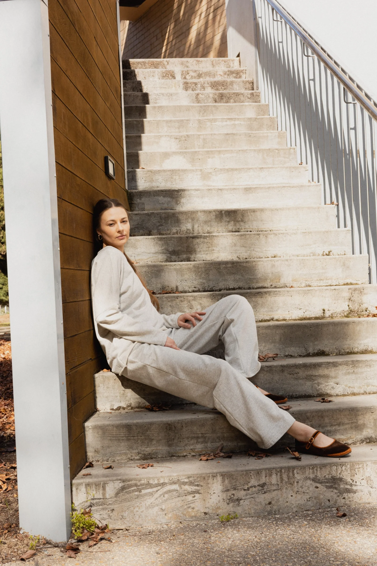 Organic Cotton Fleece Track Pant | Grey Marl