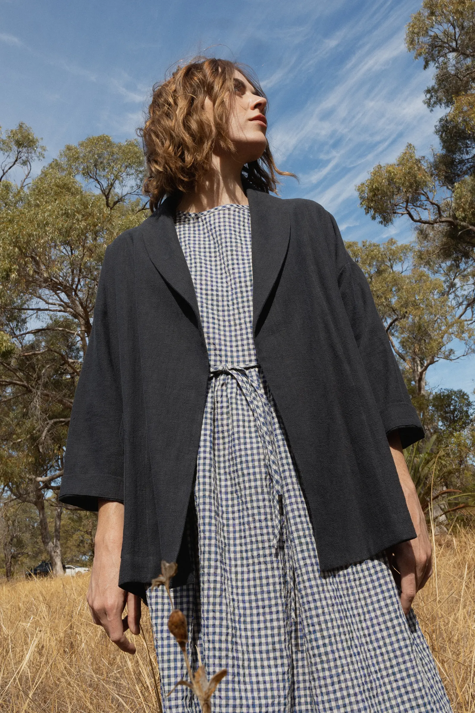 Gather Dress | Royal Blue Gingham