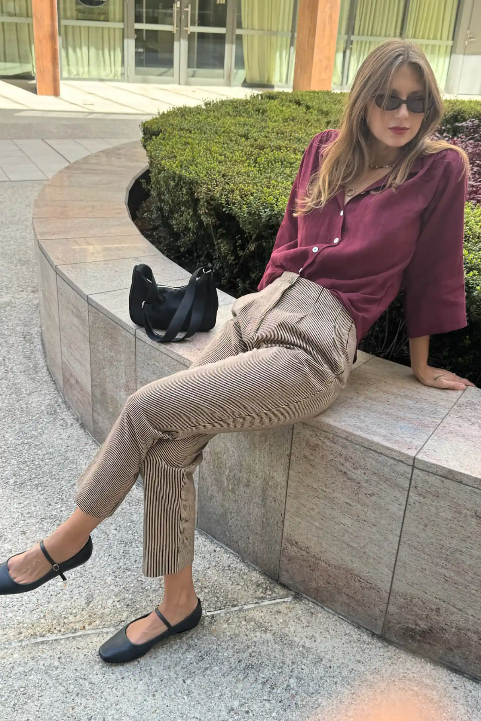 Raised Trouser | Pencil Stripe Denim