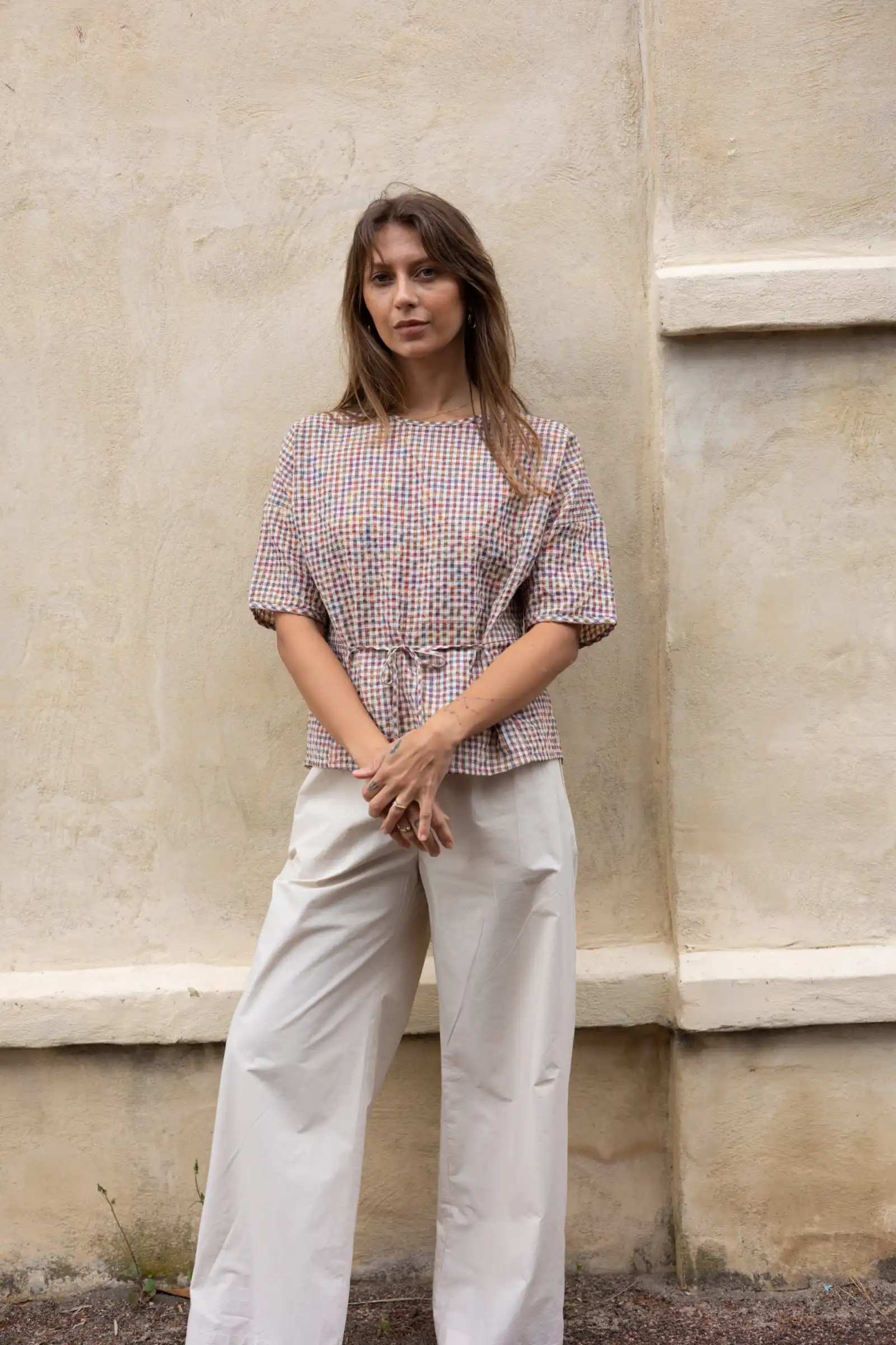 Gather Top with Ties | Multi Gingham