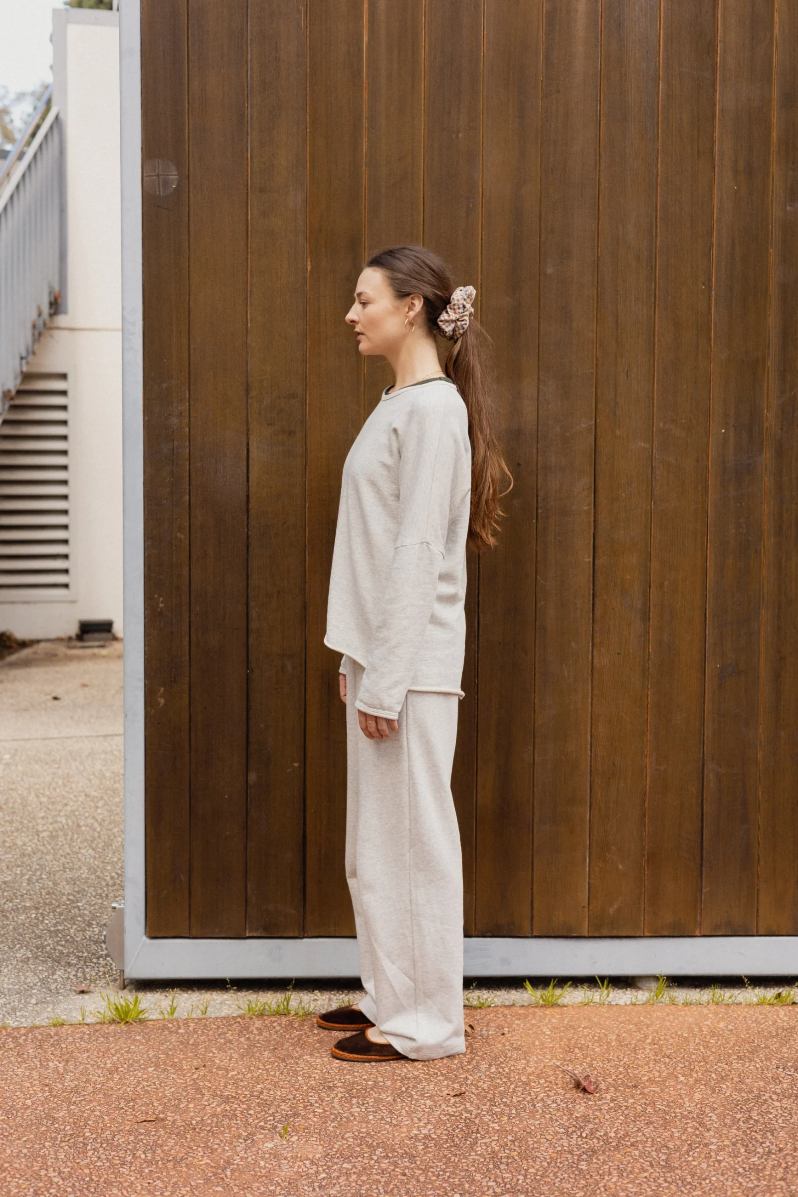 Organic Cotton Fleece Track Pant | Grey Marl