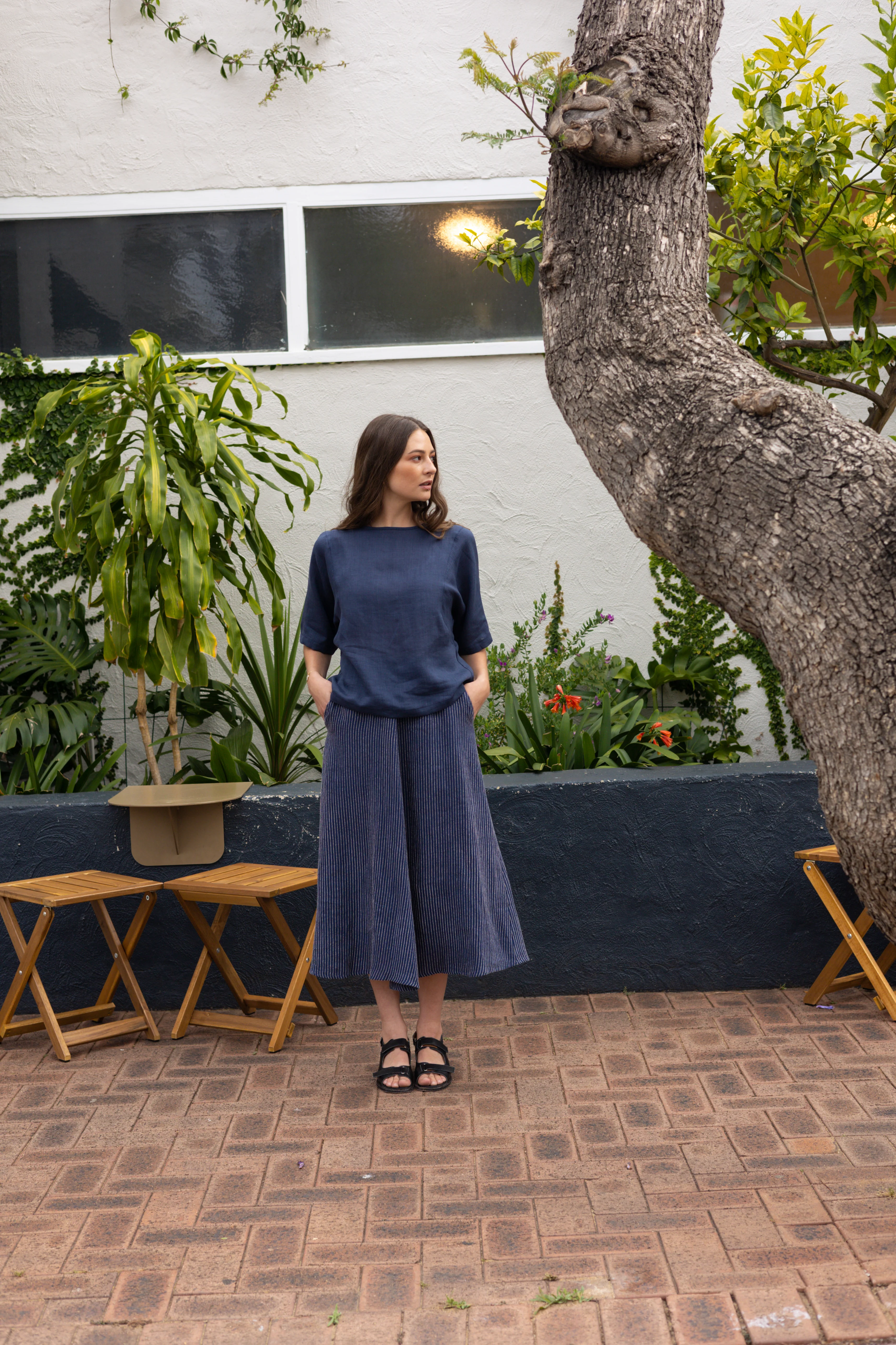 Blue and White Stripe Skirt
