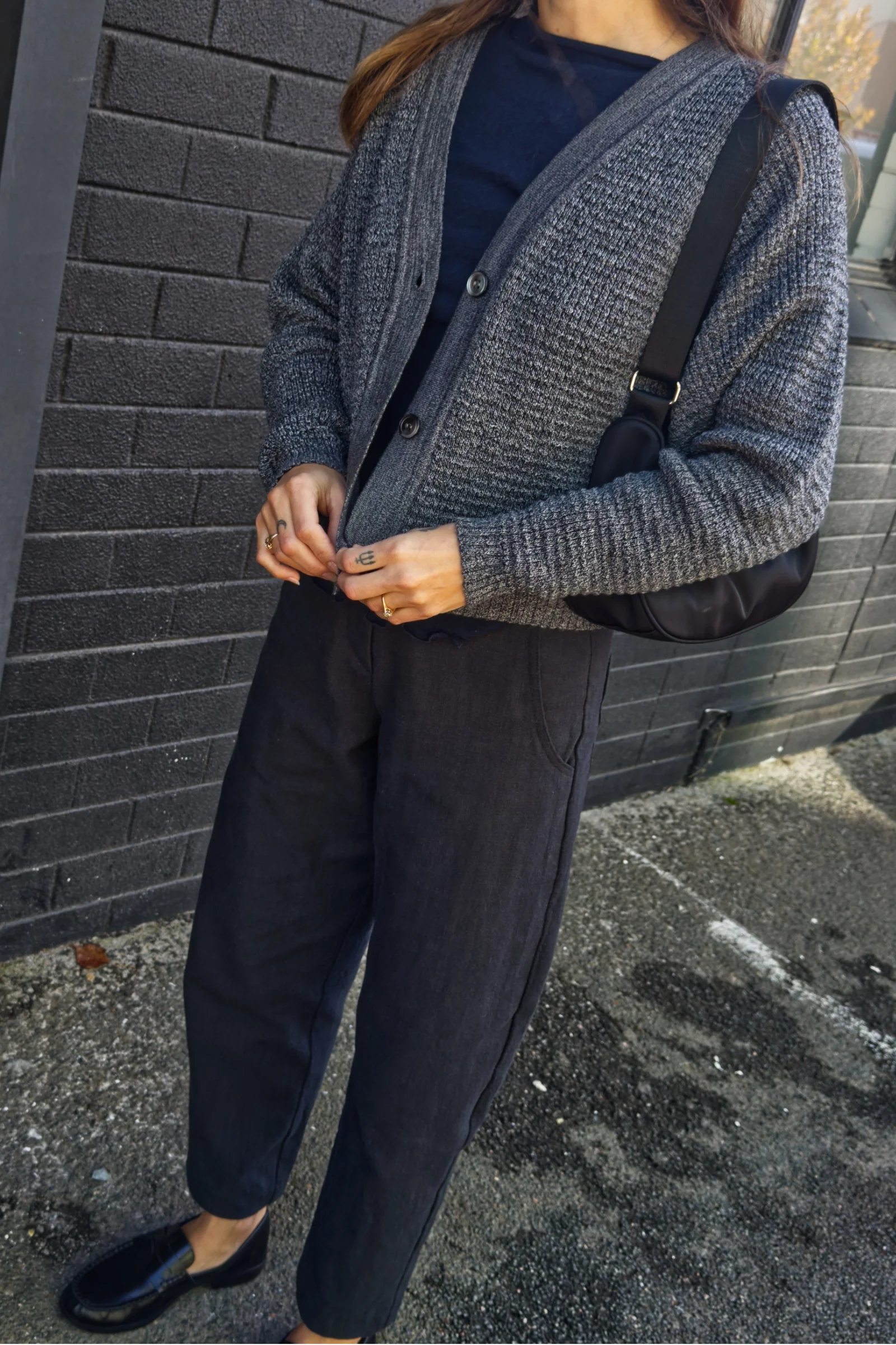 Merino Cardigan Knit | Speckled Grey