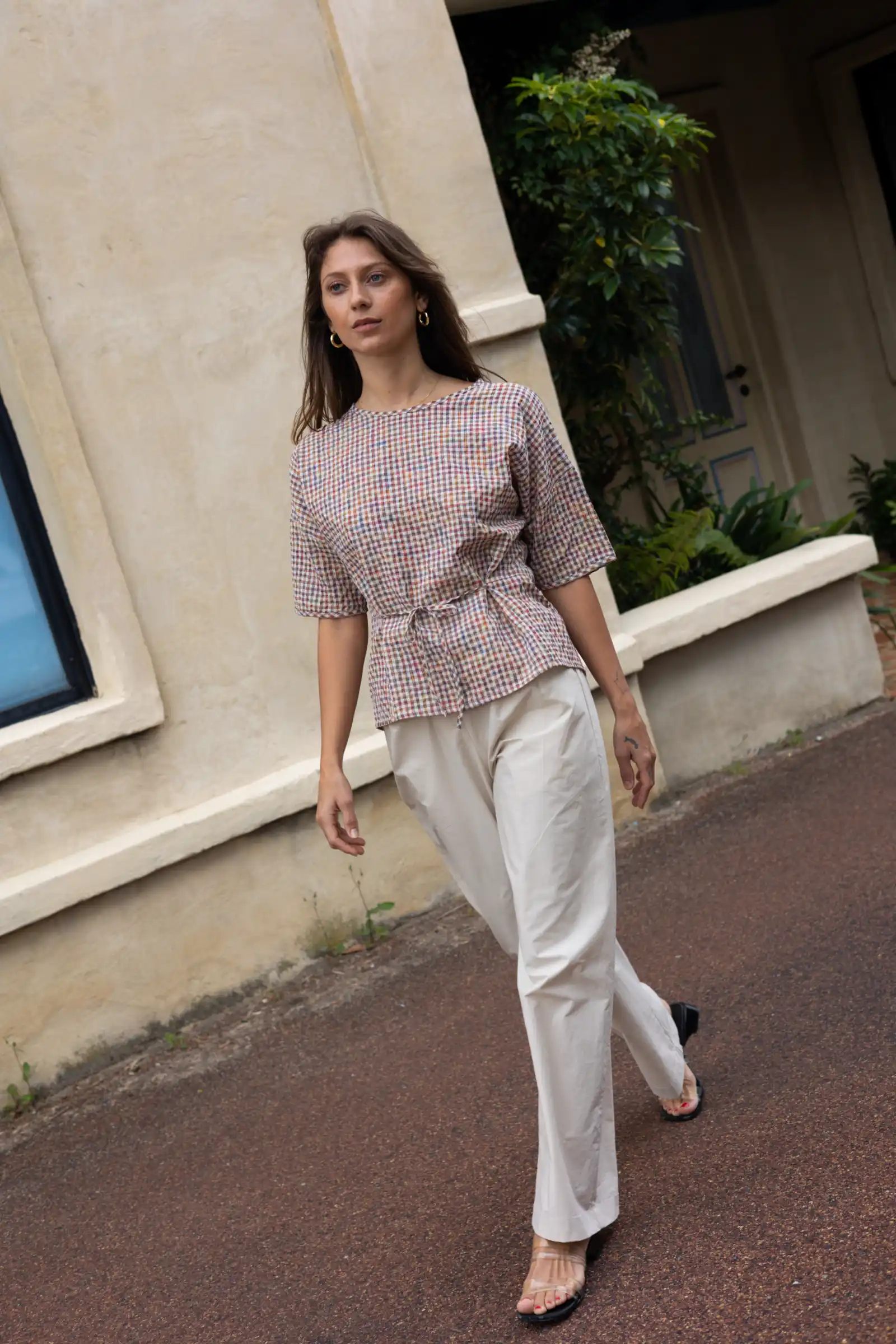 Gather Top with Ties | Multi Gingham