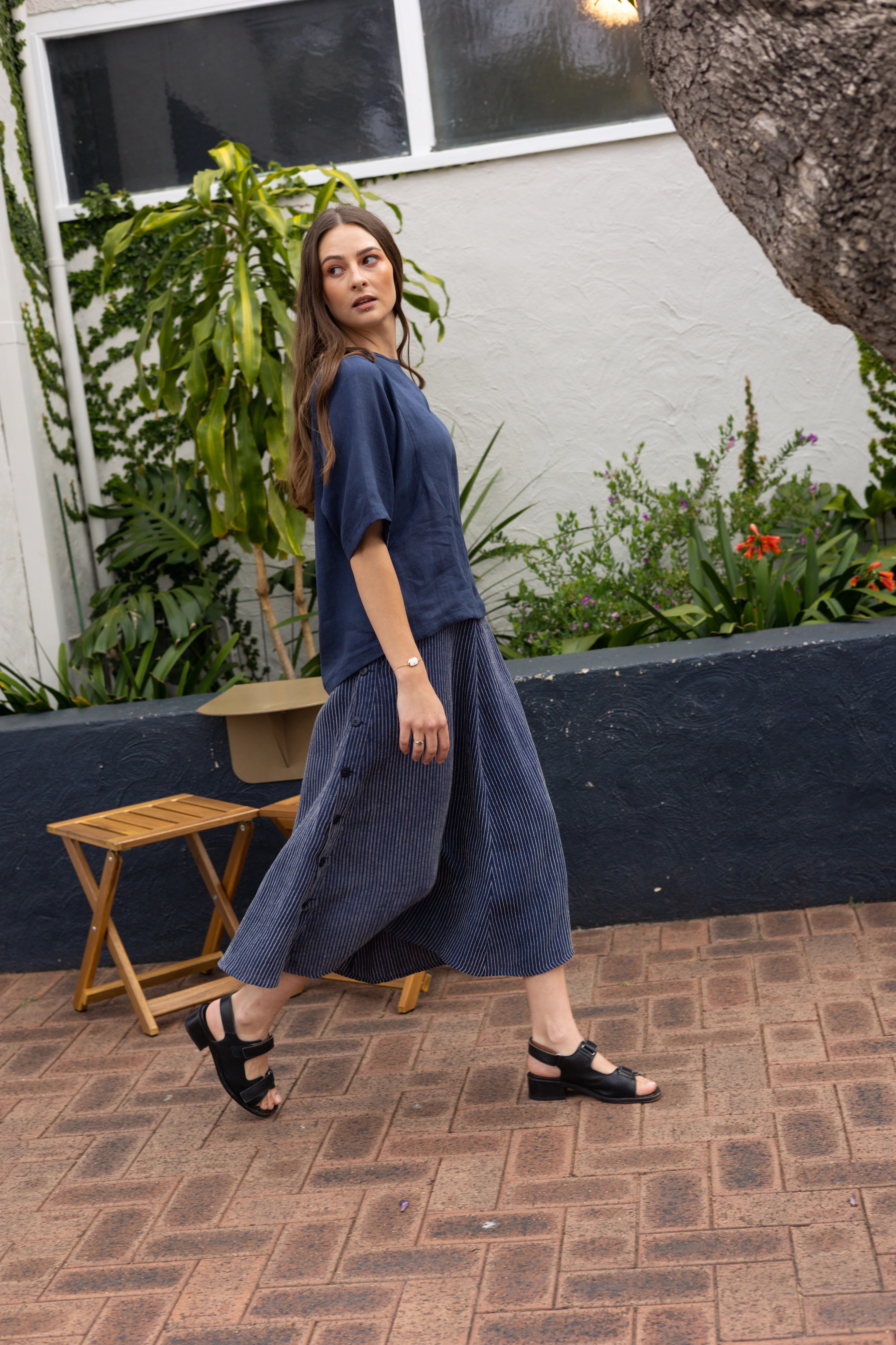 Blue and White Stripe Skirt